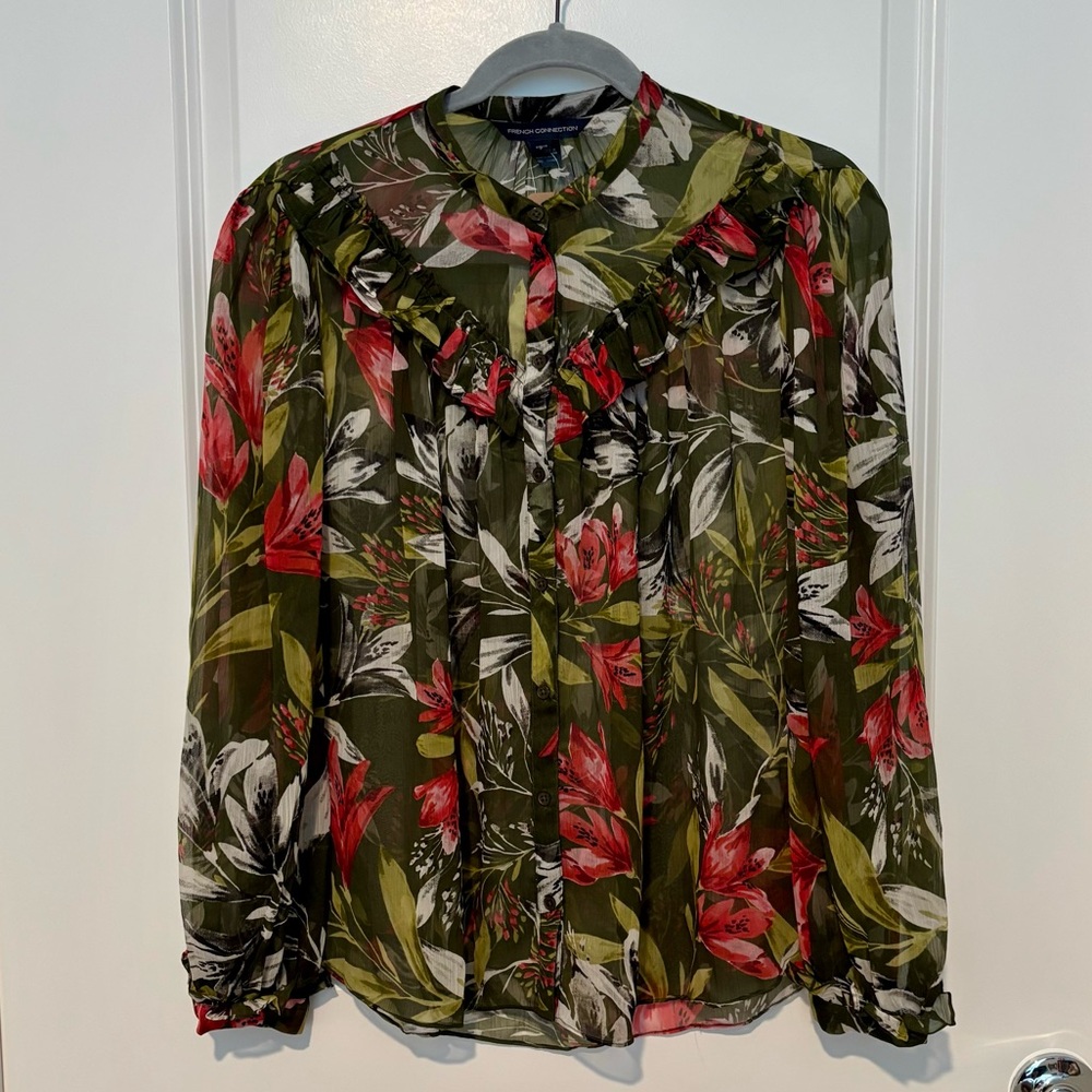 French Connection Floreta Crinkle Printed Blouse
